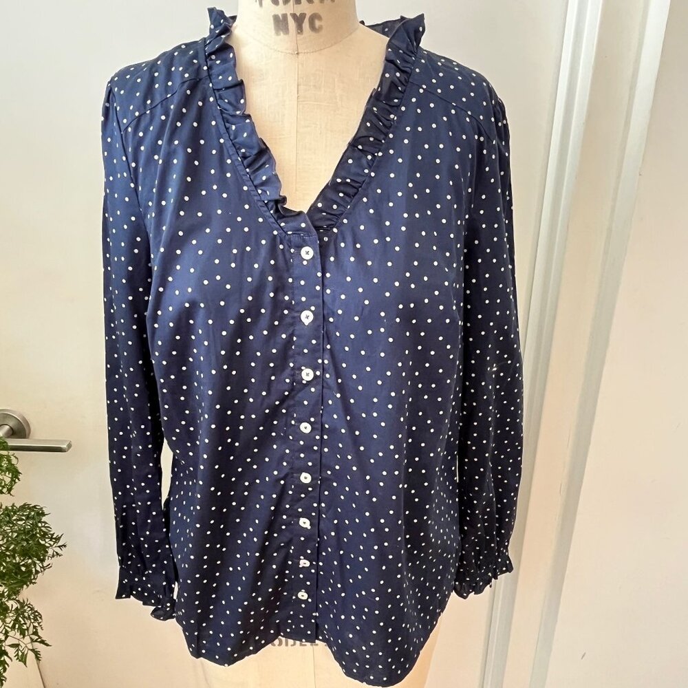 BODEN‎ Women's Pippa Blouse Polka Dot Blue & White Size 10